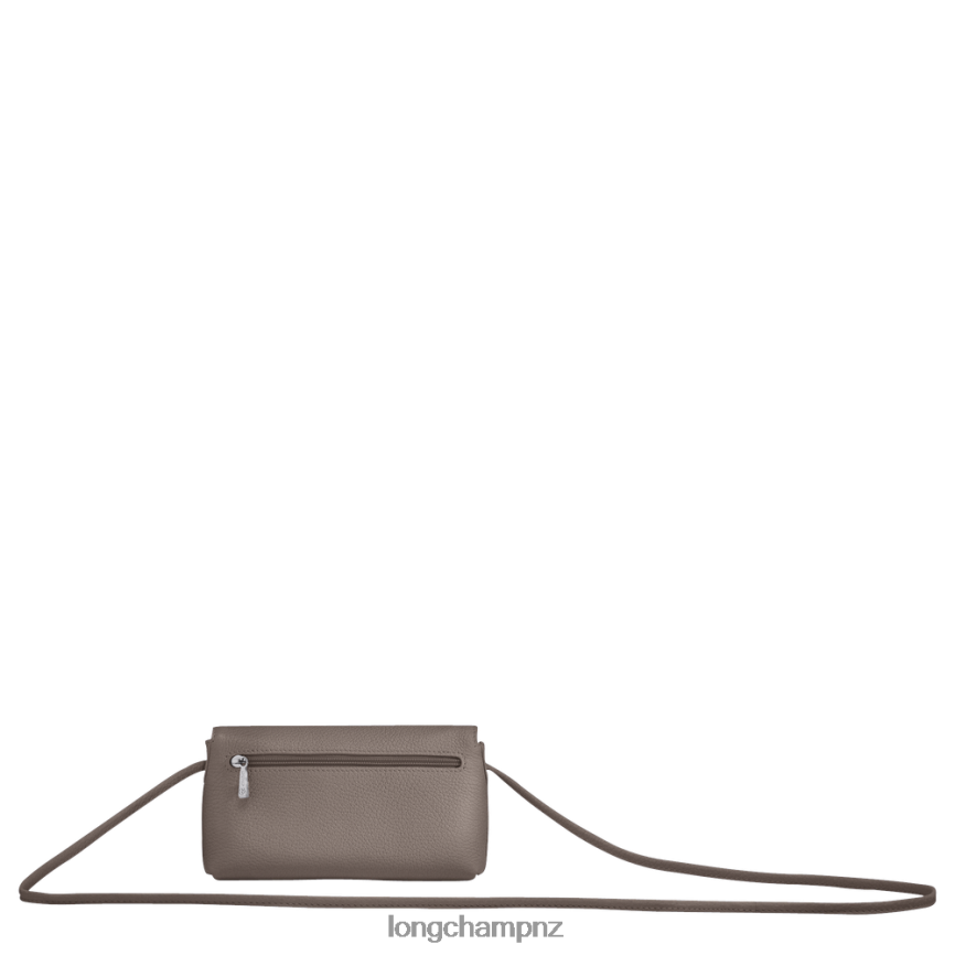 Women Grey Longchamp Roseau Essential Clutch Leather Goods L0640811