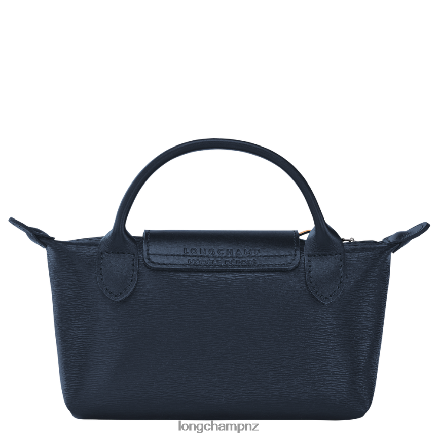 Women Navy Longchamp Le Pliage City Pouch with handle Leather Goods L06408680