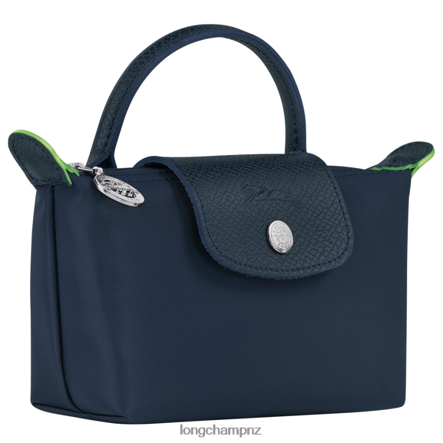 Women Navy Longchamp Le Pliage Green Pouch with handle Leather Goods L06408673