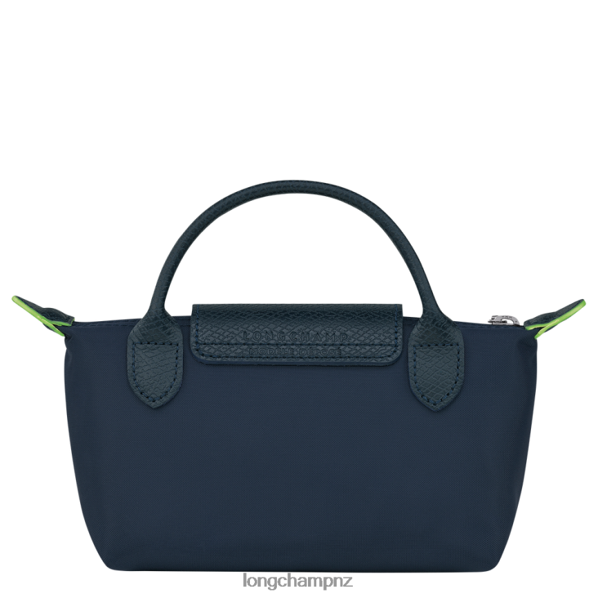 Women Navy Longchamp Le Pliage Green Pouch with handle Leather Goods L06408673