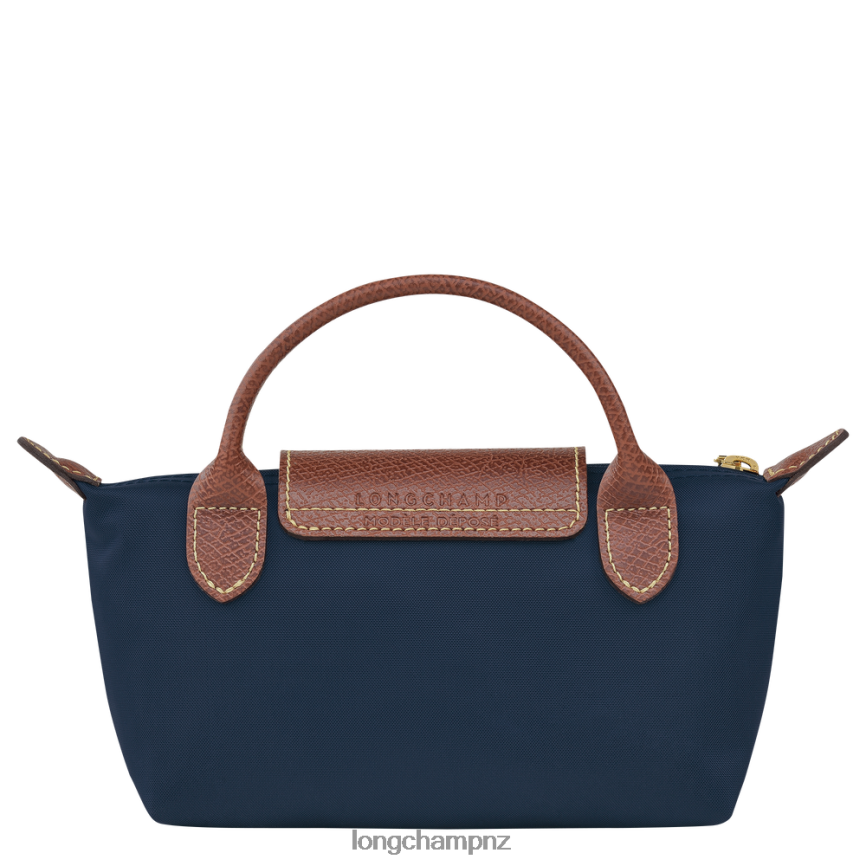 Women Navy Longchamp Le Pliage Original Pouch with handle Leather Goods L06408665