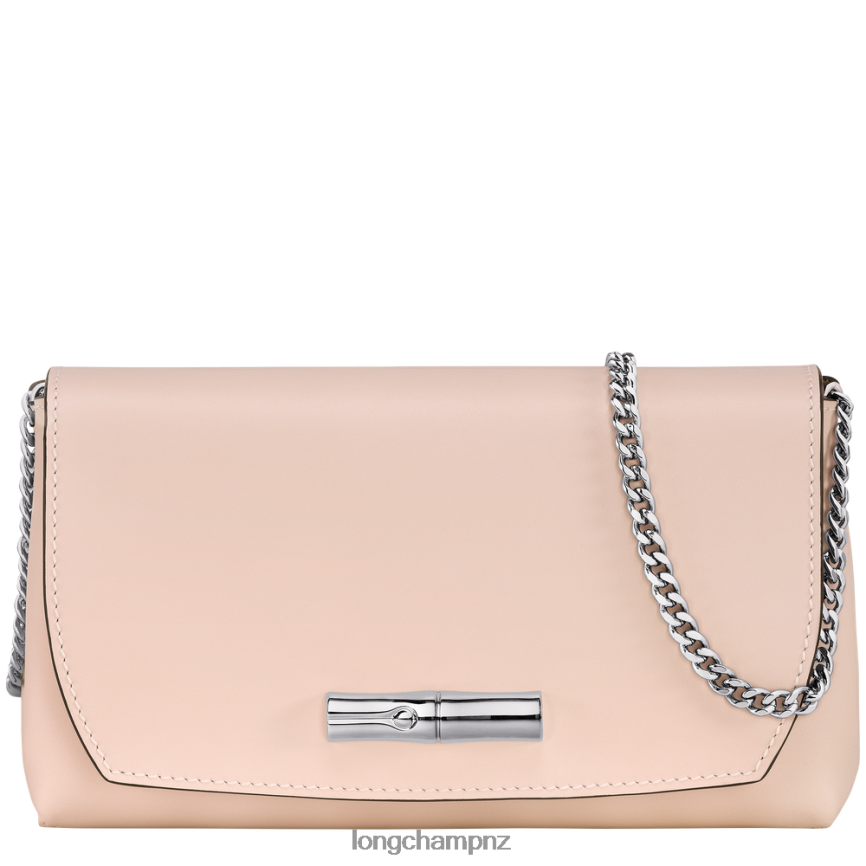 Women Pale Pink Longchamp Roseau Clutch Leather Goods L06408249