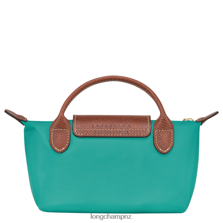 Women Turquoise Longchamp Le Pliage Original Pouch with handle Leather Goods L06408666