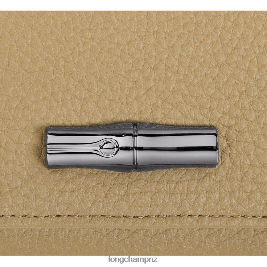 Women Beige Longchamp Roseau Essential Wallet Leather Goods L06408572
