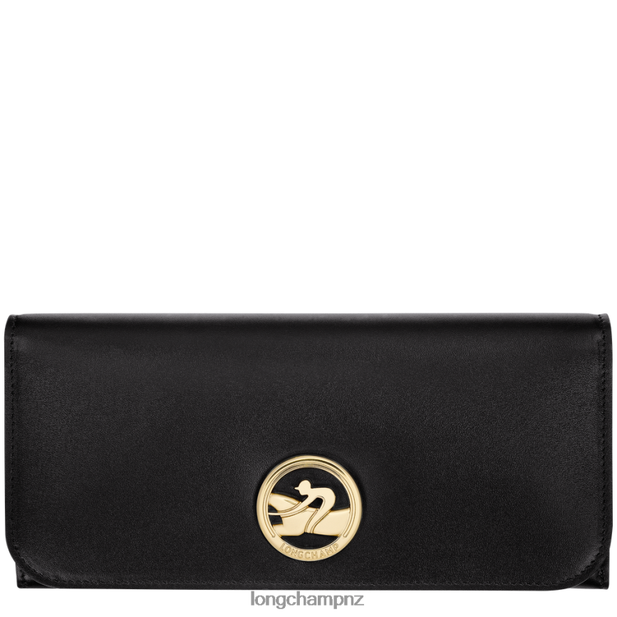 Women Black Longchamp Box-Trot Continental wallet Leather Goods L06408558