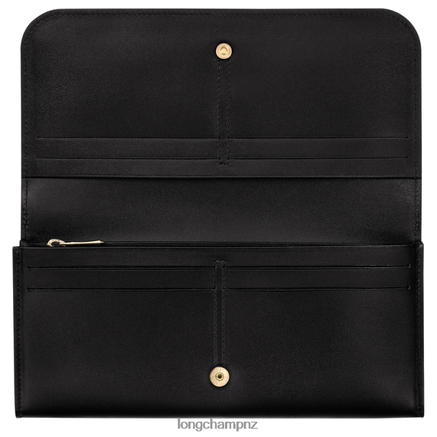 Women Black Longchamp Box-Trot Continental wallet Leather Goods L06408558