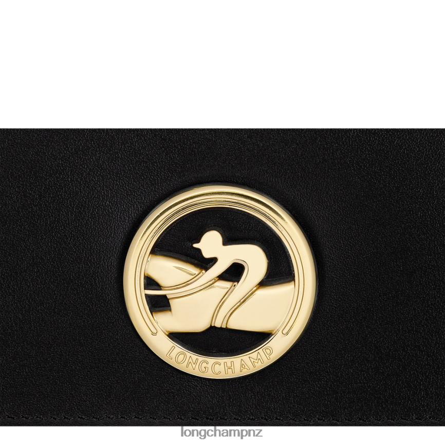 Women Black Longchamp Box-Trot Continental wallet Leather Goods L06408558