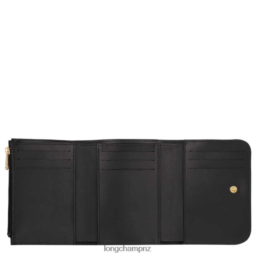 Women Black Longchamp Box-Trot Wallet Leather Goods L06408554
