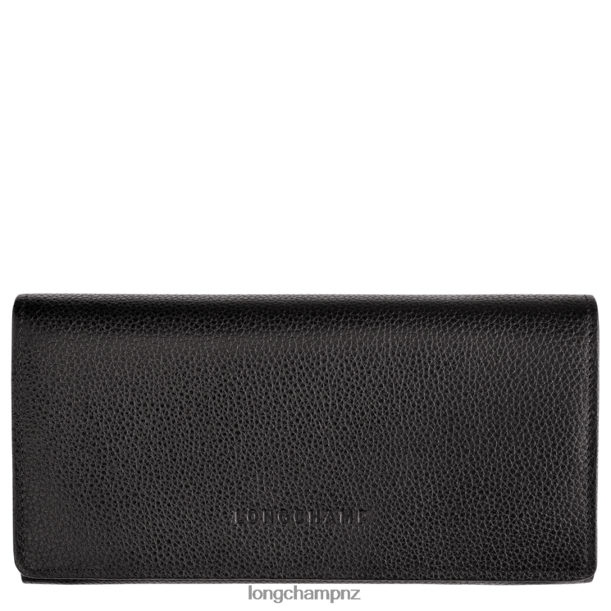 Women Black Longchamp Le Foulonne Continental wallet Leather Goods L06408609