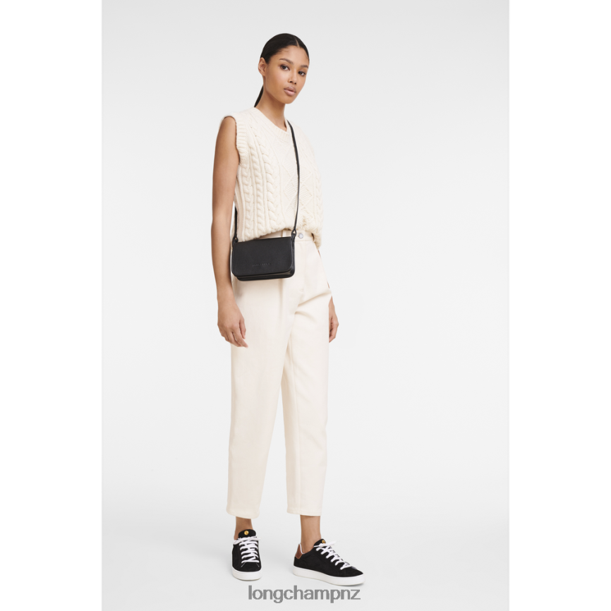 Women Black Longchamp Le Foulonne Wallet on chain Leather Goods L06408327