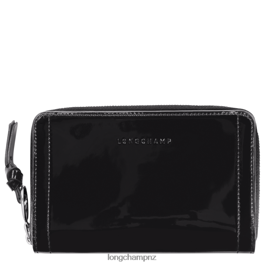 Women Black Longchamp Mailbox Wallet Leather Goods L06408619