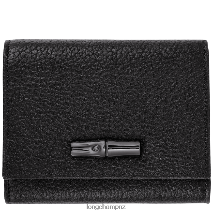 Women Black Longchamp Roseau Essential Wallet Leather Goods L06408571