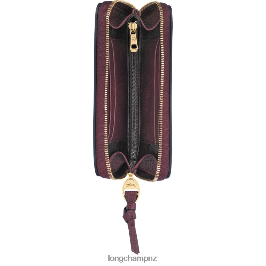 Women Burgundy Longchamp Mailbox Wallet Leather Goods L06408614
