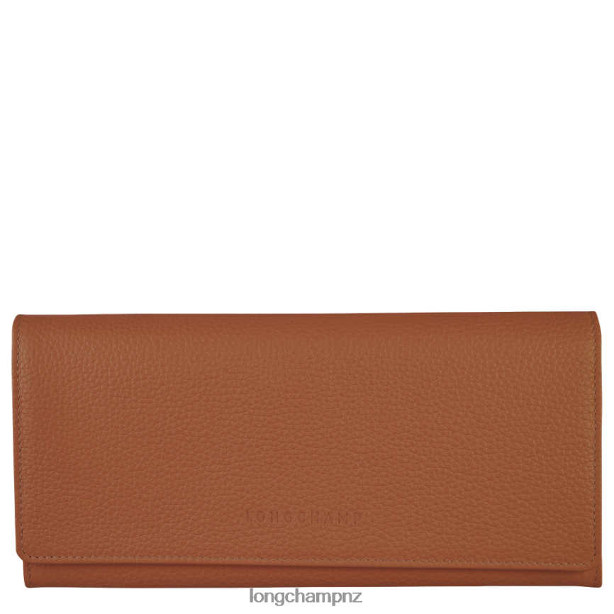 Women Caramel Longchamp Le Foulonne Continental wallet Leather Goods L06408604