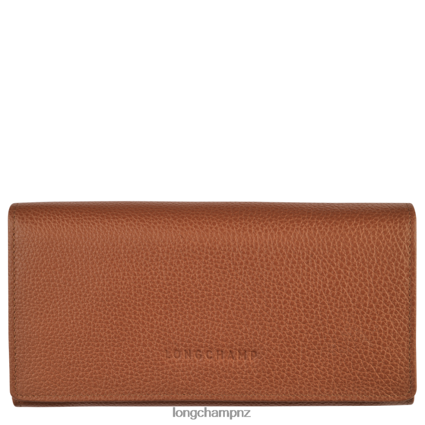 Women Caramel Longchamp Le Foulonne Continental wallet Leather Goods L06408610
