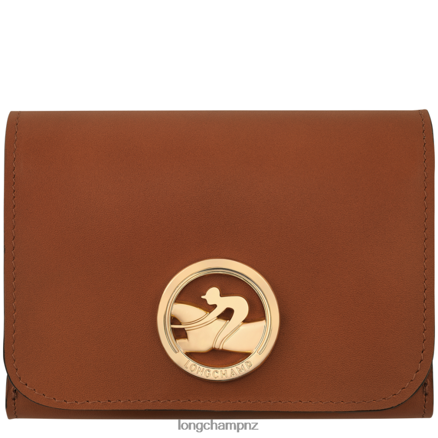 Women Cognac Longchamp Box-Trot Wallet Leather Goods L06408556