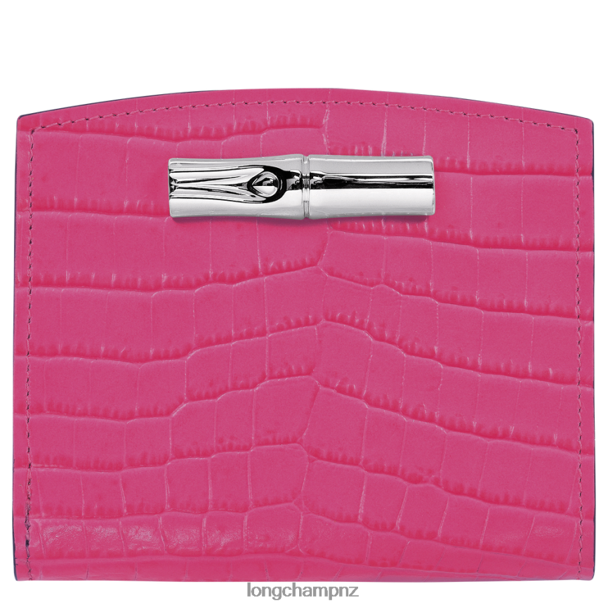 Women Fuchsia Longchamp Roseau Wallet Leather Goods L06408593