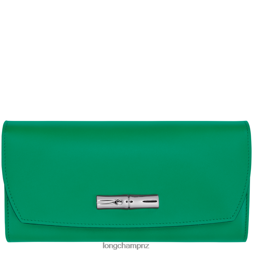 Women Grass/Green Light Longchamp Roseau Continental wallet Leather Goods L06408566