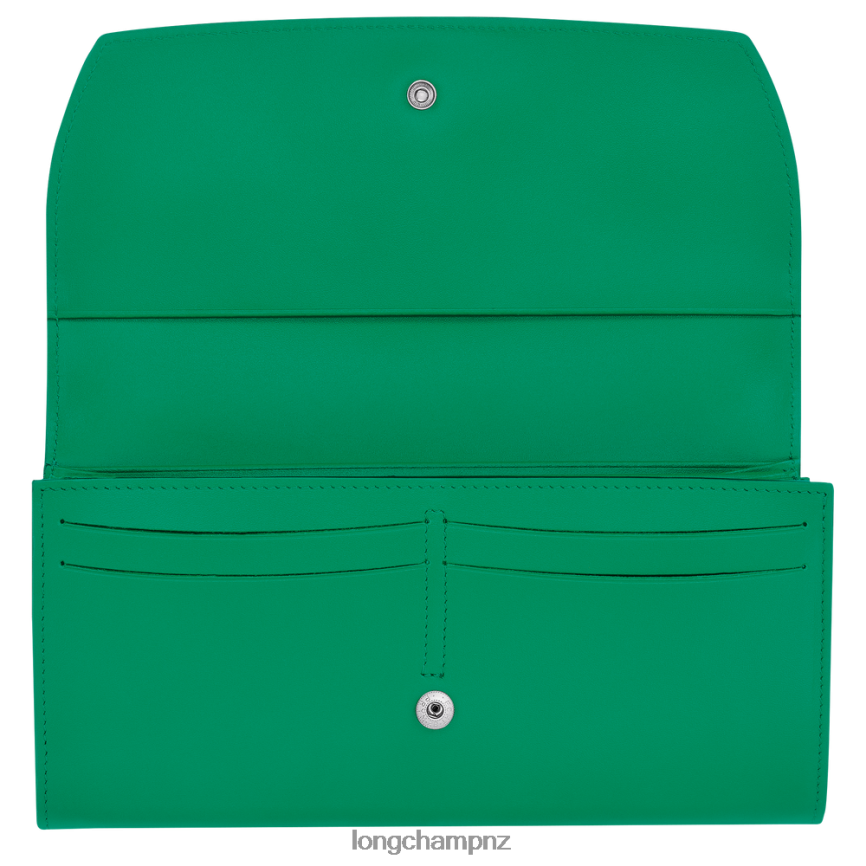 Women Grass/Green Light Longchamp Roseau Continental wallet Leather Goods L06408566
