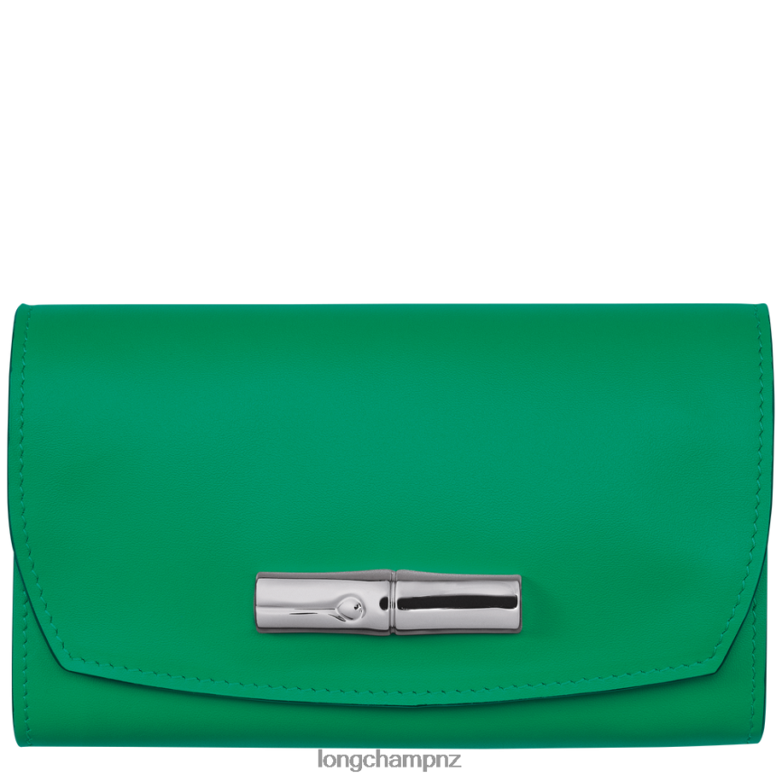 Women Grass/Green Light Longchamp Roseau Wallet Leather Goods L06408563