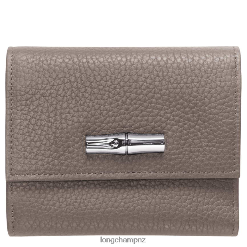 Women Grey Longchamp Roseau Essential Compact wallet Leather Goods L06408570
