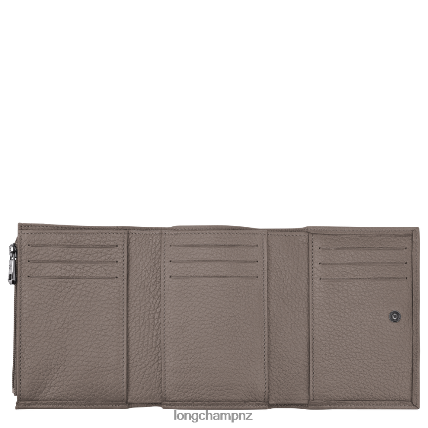 Women Grey Longchamp Roseau Essential Wallet Leather Goods L06408573