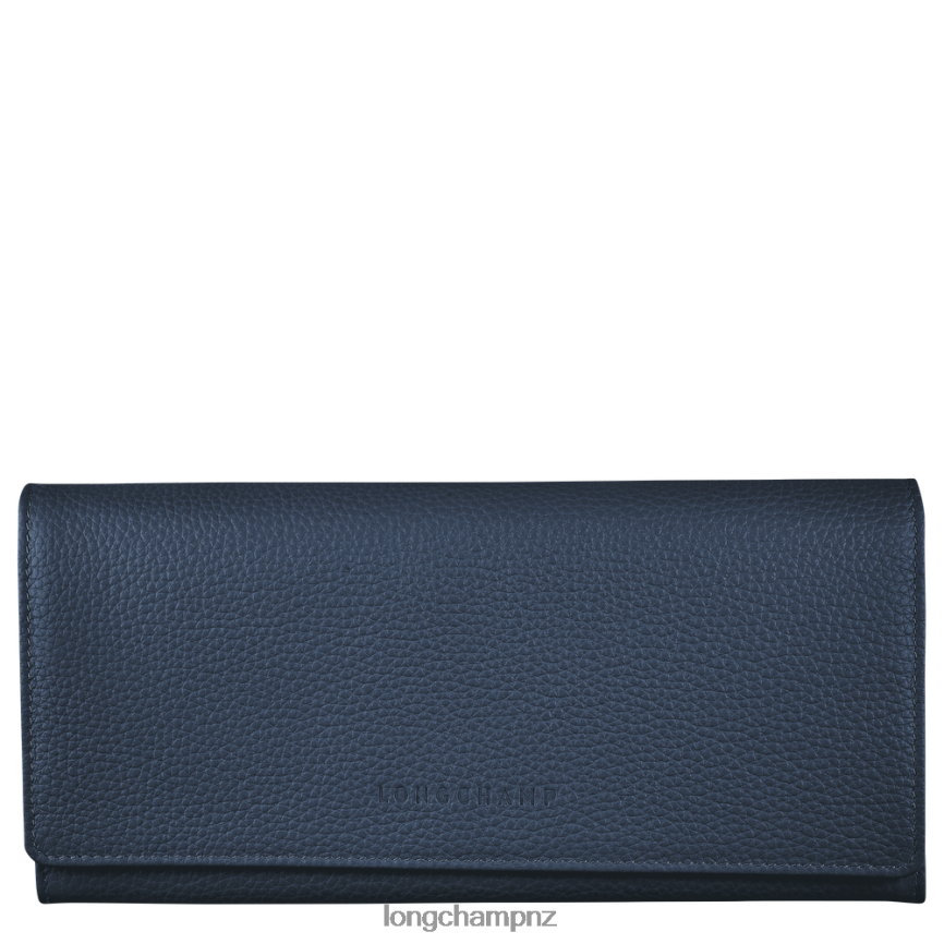Women Navy Longchamp Le Foulonne Continental wallet Leather Goods L06408608