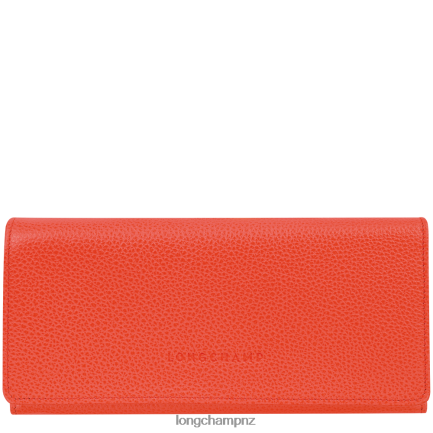 Women Orange Longchamp Le Foulonne Continental wallet Leather Goods L06408603