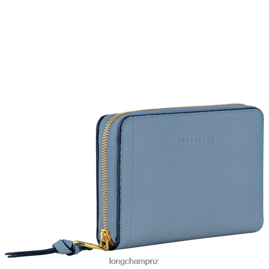 Women Slate Longchamp Mailbox Wallet Leather Goods L06408616