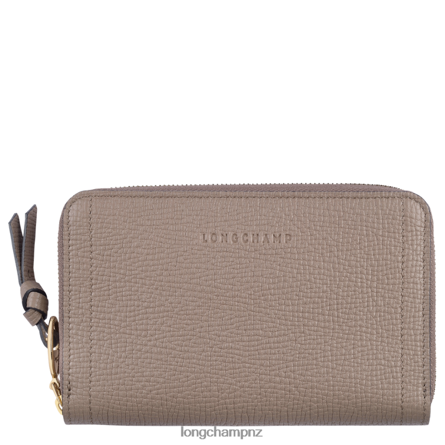 Women Taupe Longchamp Mailbox Wallet Leather Goods L06408615